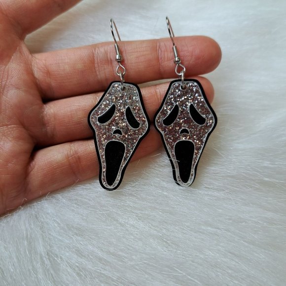 Horrible Scary Face Acrylic Earrings - Picture 1 of 3